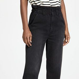 MOTHER The Yoyo Ruffle Greaser Ankle Jeans in Blackout